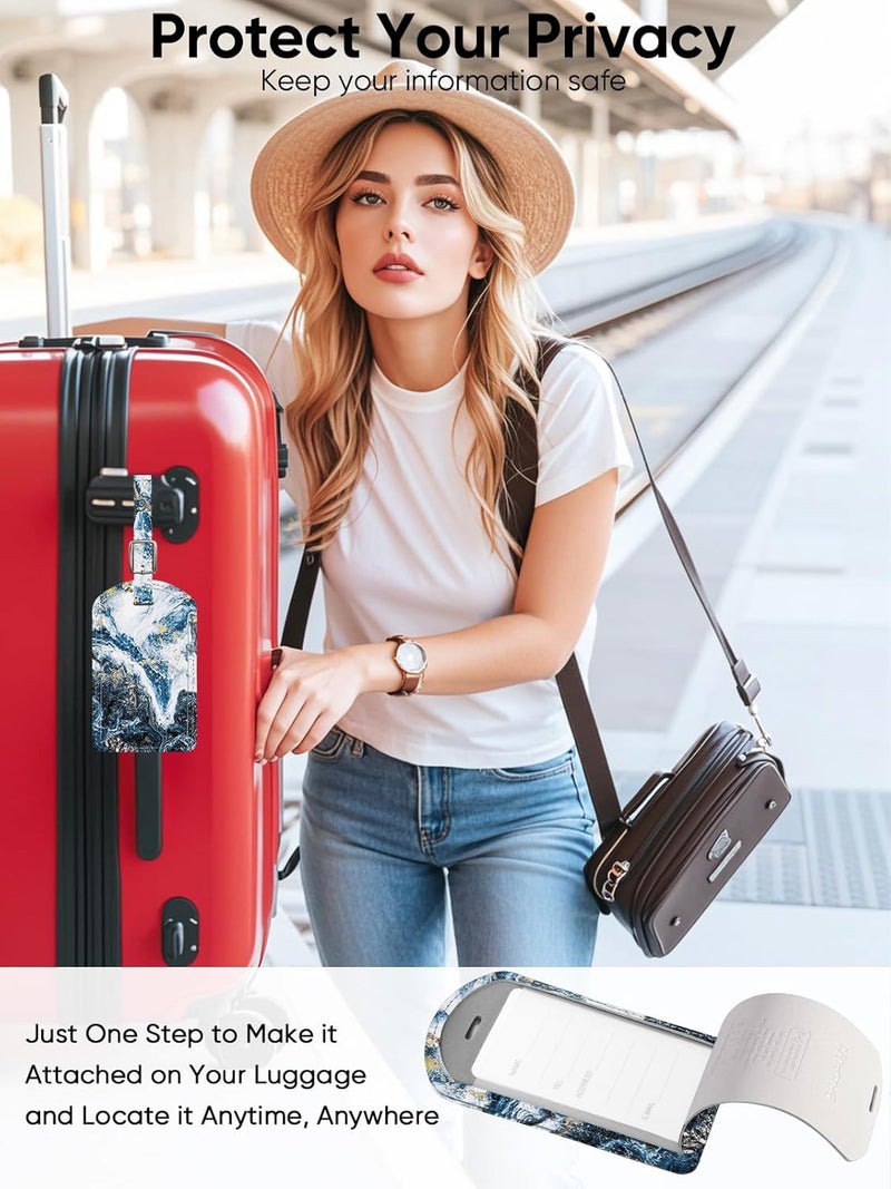 LifeChé Luggage Tags Built-in Anti-Loss Tracker, Luxury Leather Luggage Tags for Suitcase, Travel Bags, Backpacks, Travel Organizer for Lost Baggage Prevention (Marble Texture) - Image 5